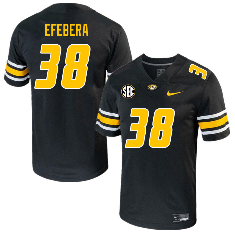Men-Youth #38 Justin Efebera Missouri Tigers College 2023 Football Stitched Jerseys Sale-Black
